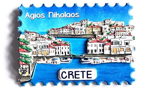 Kreta Magnet Souvenir, Agios Nikolaos Souvenir Kühlschrankmagnet Griechenland Mitbringsel Crete Fridge Magnet aimant de refrigerateur calamita de frigorifeero iman de nevera Koelkastmagneet