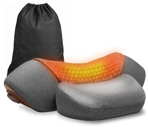3-in-1 Neck Massager for Pain Relief Deep Tissue with Heat, Portable Memory Foam Cervical Massager Pillow with Traction for Neck Hump Comfort & Shoulder Relaxation at Home/Office/Travel (Corded)