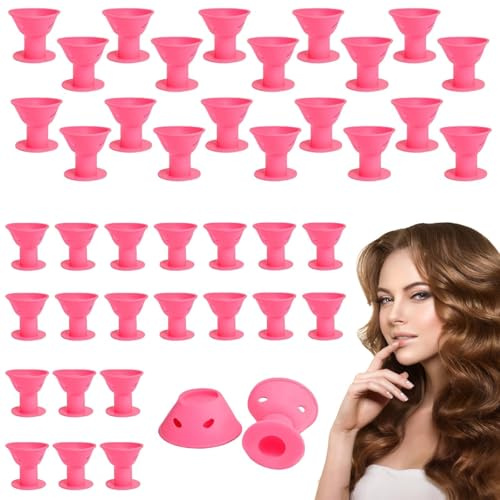 40 Stück Lockenwickler Silikon Hitzefrei, 2 Größen Hair Rollers, über Nacht Magie Lockenwickler, Toller Lockeneffekt - Sicher für Das Haar, Friseurwerkzeug für Salon Barbier Frauen und Mädchen