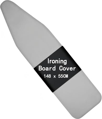 Abaigeal Ironing Board Cover 148 x 55 CM, Ironing Board Thick Padding, Thick Cotton Iron Board Cover, Extra Large Ironing Board Cover Heat Resistant Up To 220℃, Scorch Resistant - Silver Grey
