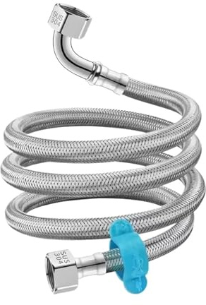 30/60/80/100/150/200cm G1/2 Water Inlet Hose Stainless Steel Braided 90 Degrees Bend Pipe Bellows Toilet Hoses Bathroom Plumbing(100cm)