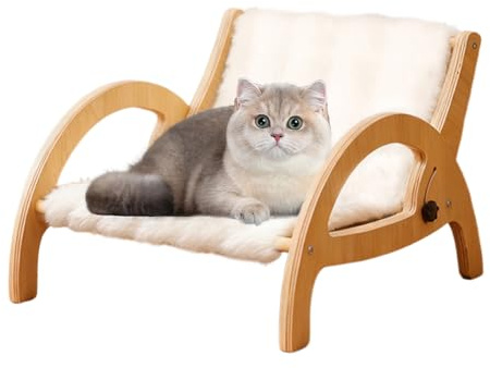 Justerbar kattsoffa, klösbädd i trä, ryggstöd kattklösare med robust, husdjurssoffa för inomhushem, kattunge klo slipning sängmatta och väggskydd
