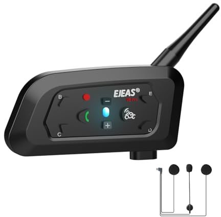 VergeTech V6 Pro+ Motorcycle Helmet Bluetooth Intercom Headset, Up to 6 Riders 2-Way IP67 Waterproof Wireless Motorbike Communication System for Dirt Bike/ATV/Off Road, 1Pack