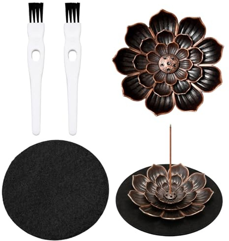 2 Stück Räucherstäbchen Halter Metall, Räucherstäbchenhalter, Räucherkerzen Halter, Räucherstäbchen Halterung, Incense Holder, 6 Loch Räucherstäbchenhalter Lotus für Meditation, Yoga, Dekoration