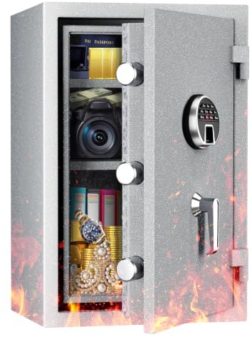 99L Biometrischer Feuerfester Tresor, Fingerabdruck Möbeltresore-66*43*35cm | mit Digitale Tastatur und Typ-C-Aufladung, Safe Wasserdicht für Dokumente & Bargeld, Tresor für Zuhause, Hotel, Büro