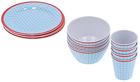 Tixiyu Juego de Vajilla de Melamina con Rejilla Azul Claro, Ayudante de Cocina Multiusos Duradero, Vajilla Elegante para el Hogar, Restaurante, 12 Piezas para Familias, Hoteles, Seguro,