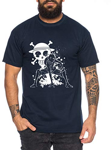 Ruffy Angry Zorro Gear One Manga Herren 2 Ruffy T-Shirt Anime Piece, Farbe:Dunkelblau, Größe:4XL