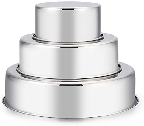 E-far Cake Pan Set of 3 (4 inch/6 inch/8 inch), Stainless Steel Small Round Layer Cake Baking Pans, Perfect for Tier Smash Cake, Non-Toxic & Healthy, Mirror Finish & Dishwasher Safe