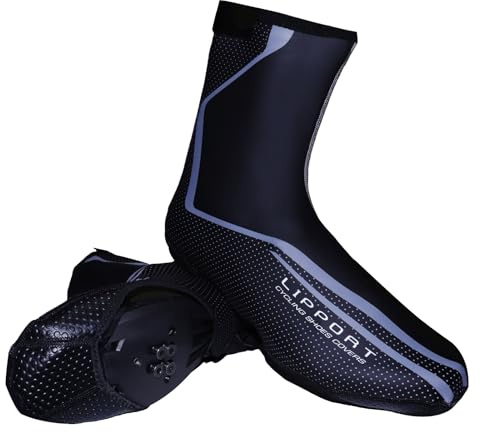 Lipport Waterproof Cycling Shoe Covers Winter Road Bike Overshoes Thermal Warm Shoes Cover for Men Women, MTB Bicycle Booties（Black，XL）