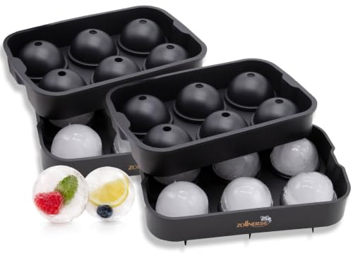 ZOLLNER24 2er Set XXL Eiswürfelform Silikon, Kugel 4,5 cm, schwarz
