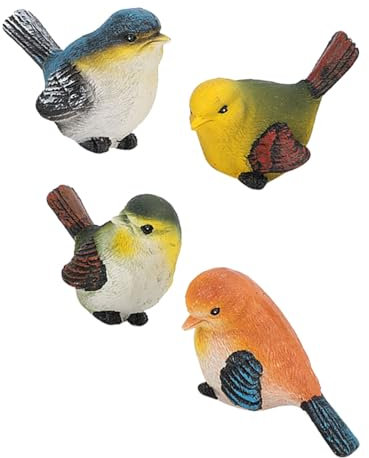 Pájaros Artificiales, 4 Piezas de Resina pajaros Decorativos, Adornos de Patio de jardín de césped para Decoración Jardín de Casa Adorno de Fiesta de Boda