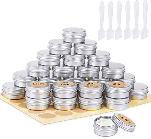 30 Stück Aluminium Döschen Cremedose Leer Metall Tiegel Kleine Dosen Cremedöschen mit Deckel für Lippenbalsam Kosmetik Creme Proben Nagelkunst, 15ml 15g