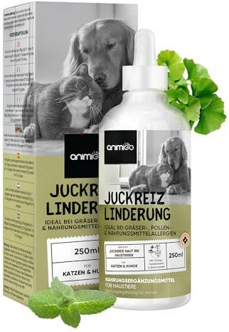 Anti Demangeaison Chien Chat en Gouttes 250 ML - Stop Allergies, Irritations + Hydrate & Répare - Formule Vegan et Naturelle - Ginkgo Biloba, Myrtille, Huang Qin, Ortie - Toutes Tailles & Races