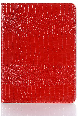 iPad Air 13'' (M4/M3/M2 2026/2025/2024) Hülle für Damen, iPad Pro-3. 4. 5. 6. (12,9'') Hülle, DMaos Krokodil Kunstleder Ständer Folio Smart Cover mit Stifthalter – Rot