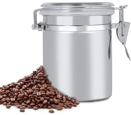 Boîte à Café, Boîte à Café Hermétique Pot à Café De Stockage Boîte De Rangement Avec Couvercle Hermétique Transparent Boîte à Café Grain En Acier Inoxydable Pour Thé Ou Sucre
