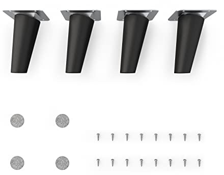 sossai Möbelben i massivt bokträ CLIF ROUND HMF2 10 cm hög runda sned design matt svart för hyllor byråer skåp