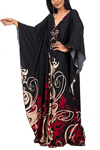 YOUKD Caftan Ample à Fleurs D'été Plage Bohème Bikini Couvrant la Robe Peignoir Grande Taille pour Femme
