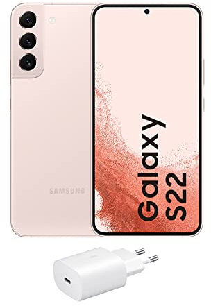 Samsung Galaxy S22 5G (256 GB) Rosa + Cargador – Teléfono Móvil libre, Smartphone Android