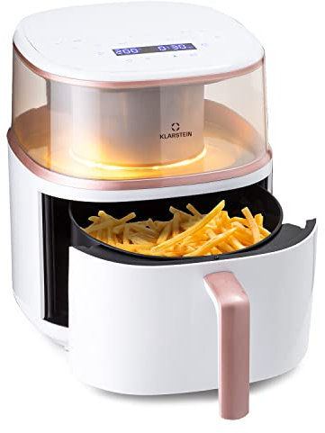 Klarstein Horno Freidora de Aire Caliente Rápida para Cocinas, Freidora Sin Aceite Compacta, Capacidad 7,5 l., Air Fryer 16 Programas, Panel Táctil, Temporizador, Fácil de Limpiar, Freidoras Aire