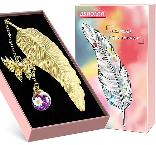 Geschenke für Frauen Lehrerinnen Mama Weihnachten: Feder Metall Lesezeichen Ausgefallene Kleine Geburtstag Weihnachtsgeschenke für Junge Frauen Mutter Damen Freundin Oma Adventskalender Füllung Ideen