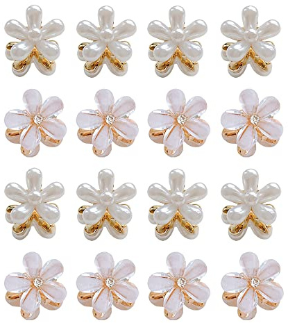 Trsnzul Kleine Haarklammern 20 Stück Haarspangen Damen Haarklammer Mini Kristallen Haarspangen Perlen-Haarklammern Metallclips Glitzer für Frauen Mädchen