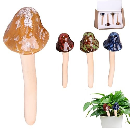 SMELEYOU Keramik Pilz Deko Miniatur Garten Dekoration 4PCS Dekorative Mushroom Decor farbenfrohe Feengartenpilzstatue Dekoration Pilzdekor Gartendeko für Outdoor Innenhof Bonsai in Knospe