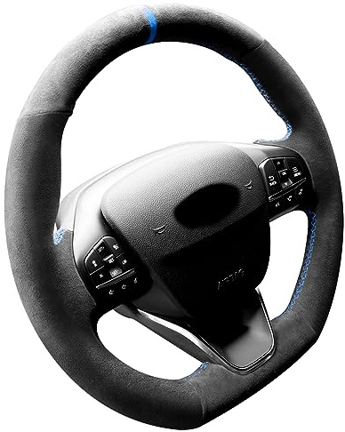 Gestrichter Lenkradbezug Handstich Alcantara Lenkradbezug Kompatibel mit Ford Focus Fiesta Kuga Puma ST ST-Line 2017-2020