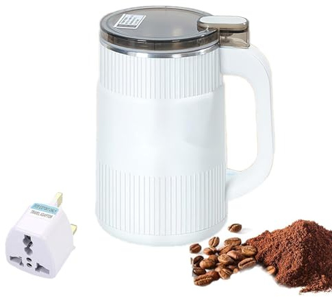 Small Electric Coffee Bean Grinder - 300W, 500ML Fine Powder Grinder for Spices, Herbs, Grains (White)