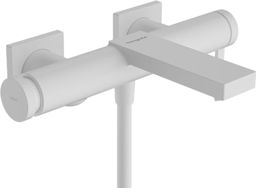 hansgrohe Tecturis E - Badewannenarmatur Aufputz für 2 Verbraucher, Mischbatterie Badewanne mit Auslauf Länge 21,3 cm, Einhebelmischer Wanne, Mattweiß