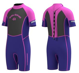 Goldfin Kids Wetsuit, 3mm Shorty Wetsuits for Boys Girls Neoprene Wet Suits Keep Warm in Cold Water Surfing Swimming Snorkeling Diving