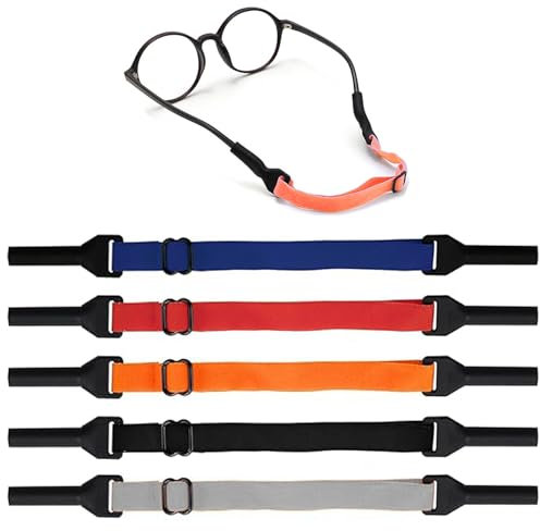 5 Pcs/5 Colors Adjustable Glasses Strap, Universal Eyeglasses Strap Silicone Sunglasses Holder Strap, LIAMGUS Colorful Elastic Glasses Non-slip Rope, Eye Glasses String Holder Retainers, for Men Women