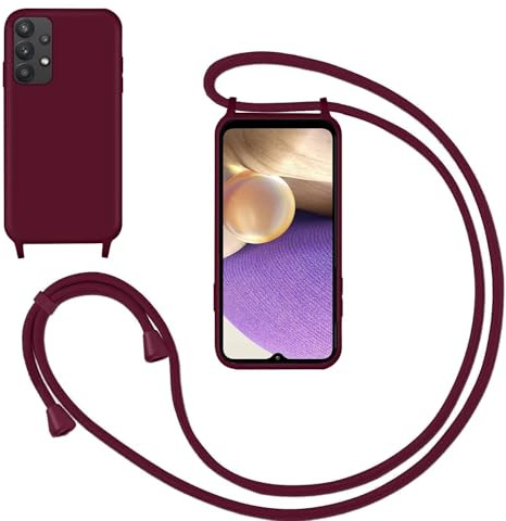 GoodcAcy Silikon Handykette Handyhülle für Samsung Galaxy A13 4G,Smartphone Necklace Hülle mit Band Schutzhülle mit Kette zum umhängen Halskette Flüssig Silikon Case für Samsung Galaxy A13 4G,Rot