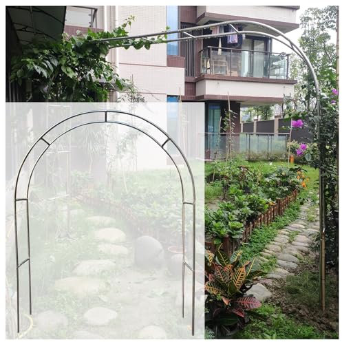 Torbogen mit Basis Rosenbogen aus Edelstahl Hochzeit Bogen Rankhilfe Bogen Rankhilfe Laubengang - 120*230cm - 150/180/200/220/240/260/280/300/320/350*240cm Garten Decoration(Size:1.2*2.3m(3.9*7.5ft))