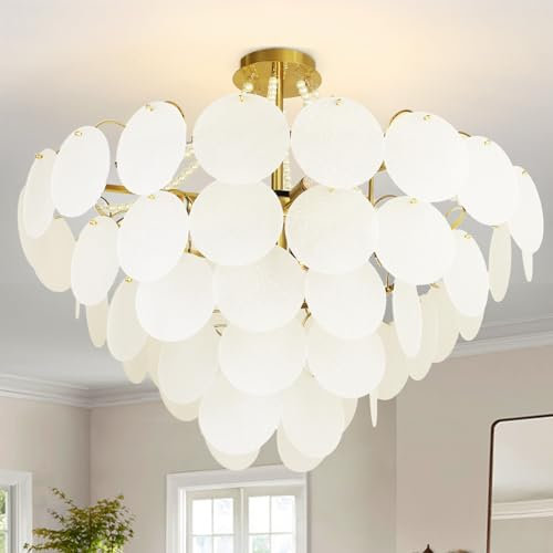 Depuley 12 Light Deckenleuchte Gold ，80cm LED Kronleuchter Kristall，5 Tier Deckenleuchte Modern Für Wohnzimmer Schlafzimmer Esszimmer Inklusive E14 LED Glühbirnen