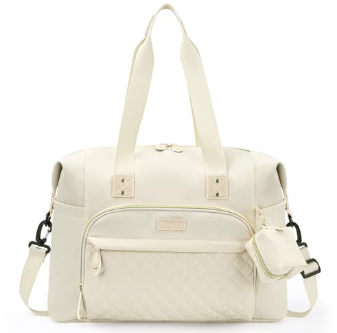 Tuwubi Wickeltasche, Baby-Wickeltasche mit Schnulleretui, große Reise-Wickeltasche für Mama und Papa, multifunktional, große Babytasche, Weiß