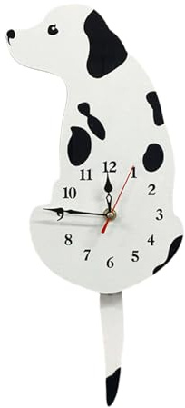 astylishome Relojes para sala de estar con diseño de perro, silencioso, minimalista, moderno, funciona con pilas, reloj de pared con péndulo para dormitorio, sala de estar, escuela 2205