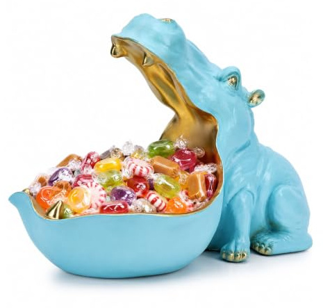 Harz-Nilpferd-Statue für den Eingang, Mehrzweckhalter zur Aufbewahrung von Schlüsseln, Süßigkeiten, Schmuck und Ohrringen – perfekt für Heimdekoration, Moderne Kunst, Esstisch, Regaldekoration.
