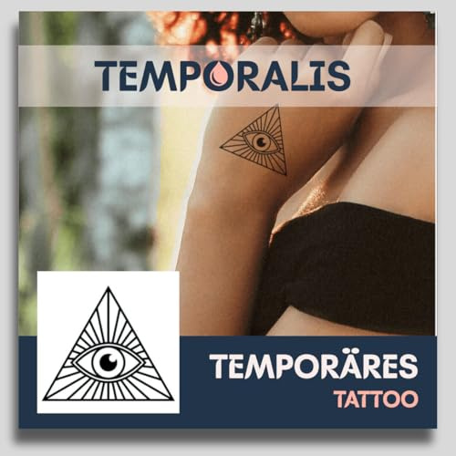 Faux Tatouage OEIL - Temporalis® | Tatouage Ephemere Femme et Homme – Cosmétique Certifié UE, Encre Vegan & Waterproof – Dure 1 à 2 semaines [ Tattoo Œil qui voit tout ]