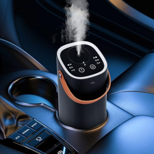 Rechargeable Car Scent Air Machine Waterless Essential Oil Diffuser, Portable Diffuser for Essential Oils with Touch Panel and Handle, Aroma Diffuser Air Freshener for Car Home Room Office Yoga(black)