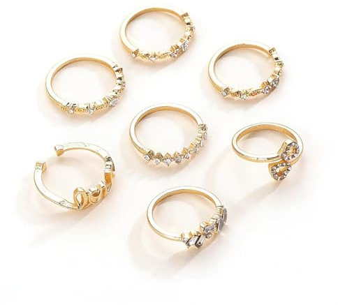 Cubahop Ensemble de Bagues Gothiques Kunckle Anneaux Ajustables Knuckle Anneau Set pour les Femmes, Métal, Cristal