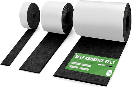 Fondlife Självhäftande Filt 150 x 40 cm - Möbeltassar 2 mm för Soffa, Bordsben, Gör-det-själv - Klibbig Filttassar (Svart, 120 x 2/5/10 cm)