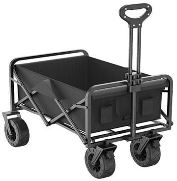 QSJKLC Bollerwagen faltbar, Für Jeep Wrangler 2011-2015 (4 Doors) Faltbarer Festival Camping Trolley,Klappbarer Handwagen mit 360°drehbare Räder,150kg Tragkraft,A-Black