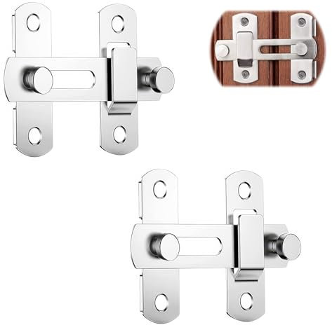 JCUGSBS 2 Pezzi Chiavistello per Porta in Legno-100 x 70 x 20MM-Serratura Porta Scorrevole,Chiavistello in Acciaio Inox,con 8 Viti, Adatto per Porte,Finestre,Giardini,Bagni