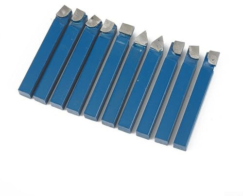 Besttoolifes Lathe Turning Tool Set, 1/4 Shank 10 Pieces Carbide Turning Tool, Metal Lathe Tools Holder For Turning Grooving Threading, Carbide Inserts Turning Insert, Woodturning Power Lathe