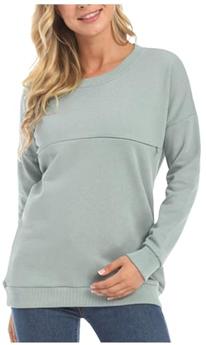 Pflege Sweatshirt Langarm Umstandspullover T-Shirt Winter Stillen Pullover Tops mit Reißverschluss Stillshirt Damen Fleece Stilloberteile Winter Umstandsmode (Light Blue-2, S)
