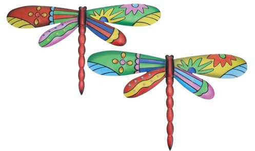 Zerodeko 2pcs Dragonfly Wall Decorations Indoor Outdoor Wall Art Decors Iron Pendant for Garden Ornament