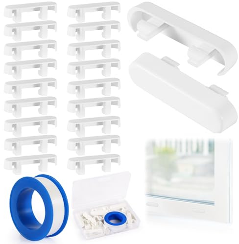 20pcs Window Drainage Cover, White Weep Hole Caps for UPVC Windows | Decorative Window Weep Hole Caps Includes 10M Plumber's Tape and Storage Case for Quick Fitting and Tidy Water Flow