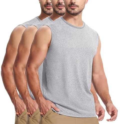 KOG 3er Pack Unterhemd Herren Tank Top Sport Tanktop Sommer Muskelshirt Ärmelloses Tee Einfarbig Shirts Fitness Baumwolle Tshirt T-Shirt Gym Oberteil Teenager Slim Fit Tshirts Casual Tee T-Shirt