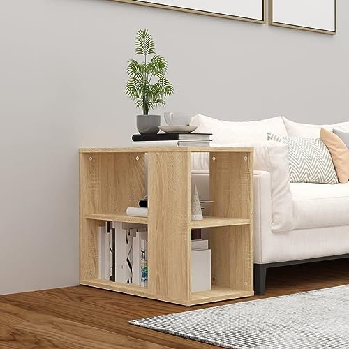 Somanki Beistelltisch, Tabletttisch, Blumenhocker, Nachttisch, Couchtisch, Wohnzimmer, Nightstand, Sonoma-Eiche 60x30x50 cm Spanplatte