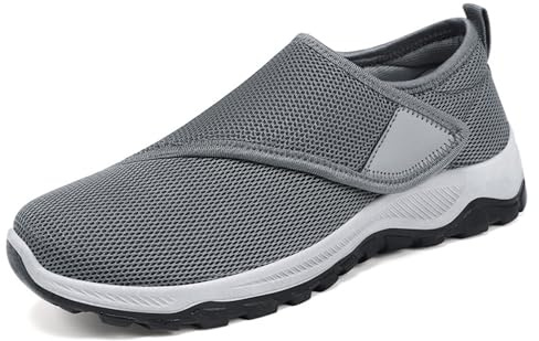 Scarpe Terapeutiche Per Diabetici Da Uomo Scarpe Da Corsa Scarpe Alluce Valgo Piedi Gonfi, Scarpe Da Ginnastica Leggere E Traspiranti Antiscivolo Scarpe Ortopediche Per Artrite Edema,Grey-43 EU